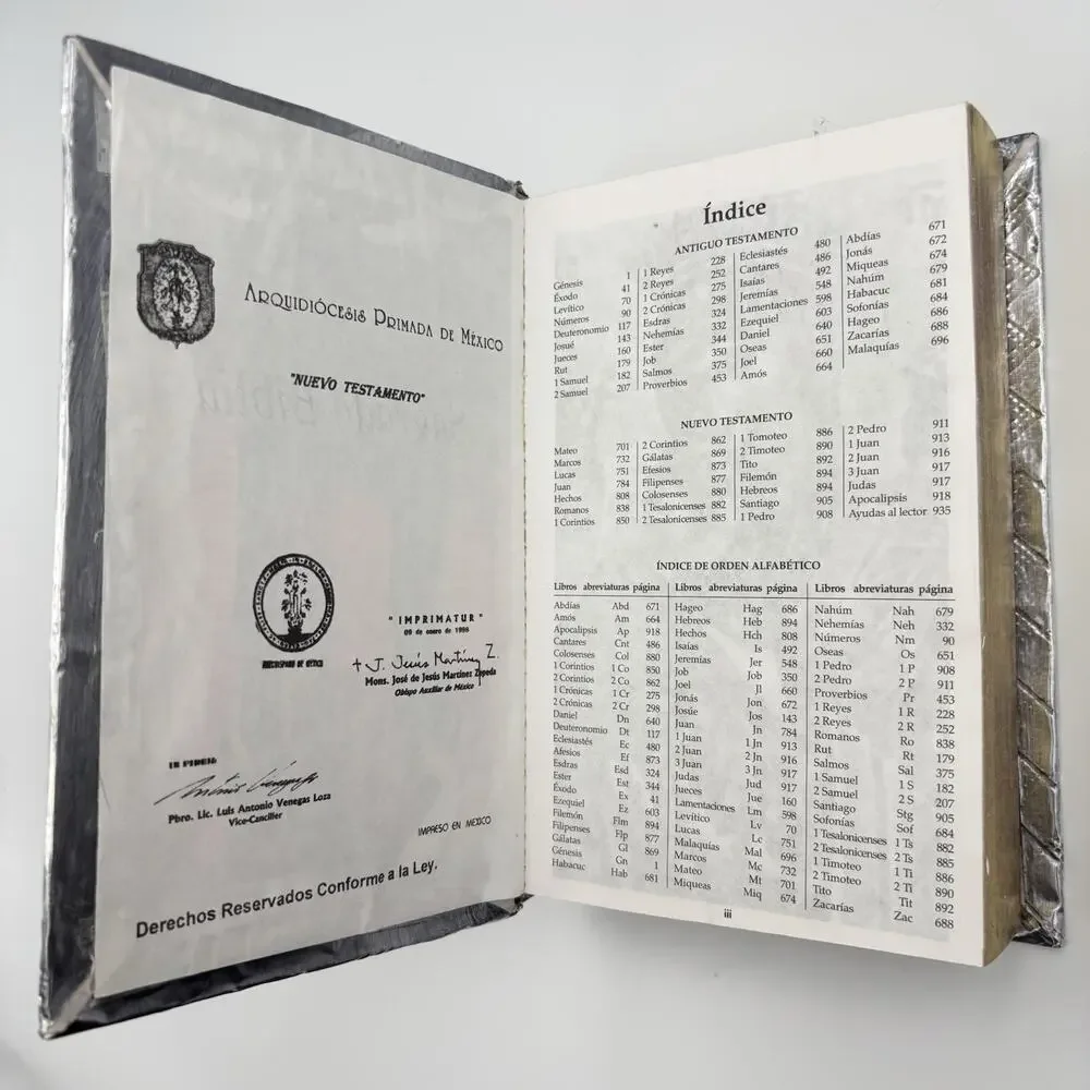 Spanish Catholic Bible Virgen de Guadalupe Repujado Metal Cover Sagrada Biblia
